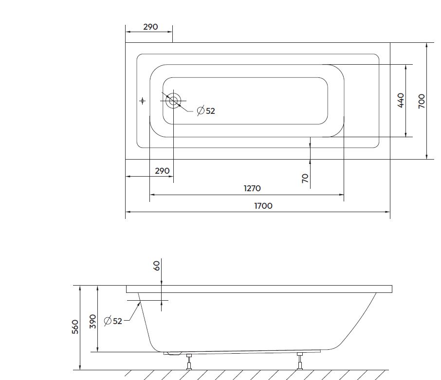 Badewanne BAGNO Uno 170x70