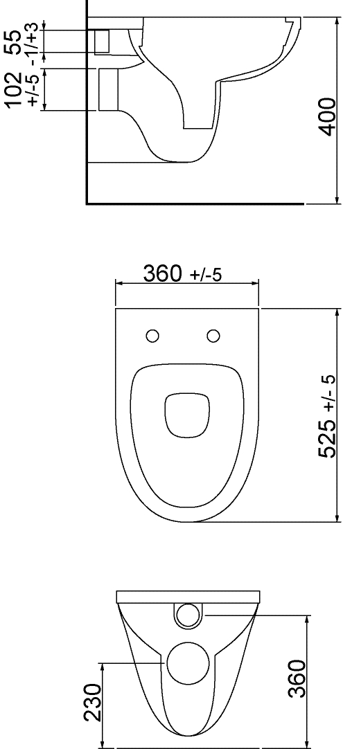 Wand-WC, Tiefspüler, randlos